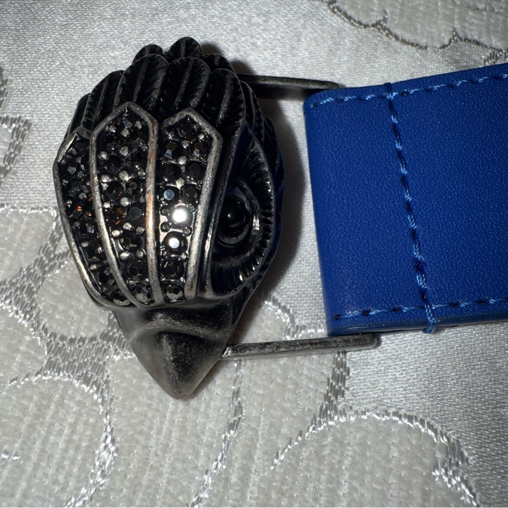Silver and Blue Owl Buckle Belt